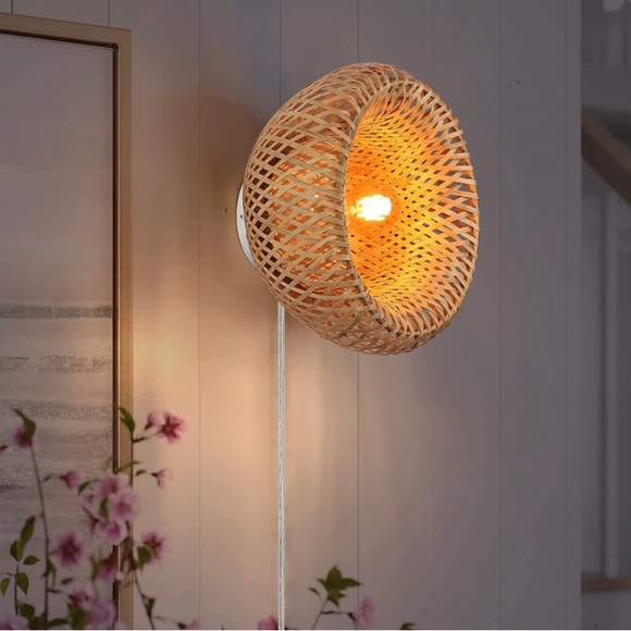 Boho Rattan Hand-Woven Bamboo Pendant Lighting for Vintage Farmhouse Decor NEW - Picture 3 of 9